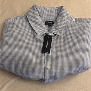 Express Men's Light Blue Gingham Shirt